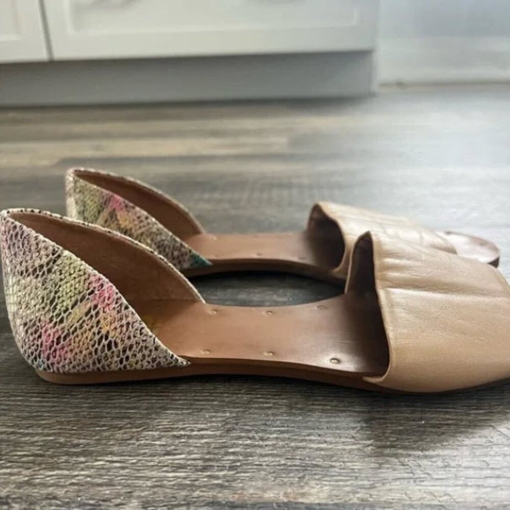 Gianni Bini Pool Party Open Toe Leather Flats 8.5